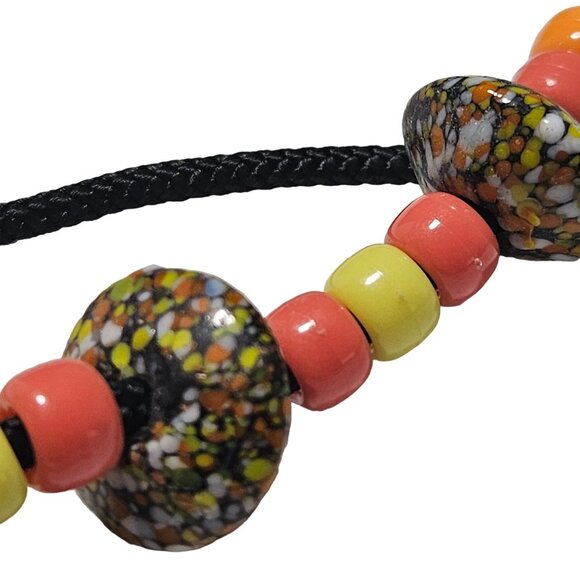 Handmade Boho Multicolor Beaded Black Cord Necklace Retro Jewelry Fashion Women - Picture 3 of 6